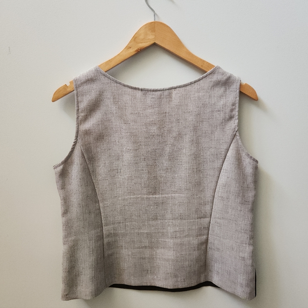 Perceptions Petite Size 10 Striped Tank Top Sleeveless Side Zipper Neutral - Picture 8 of 9